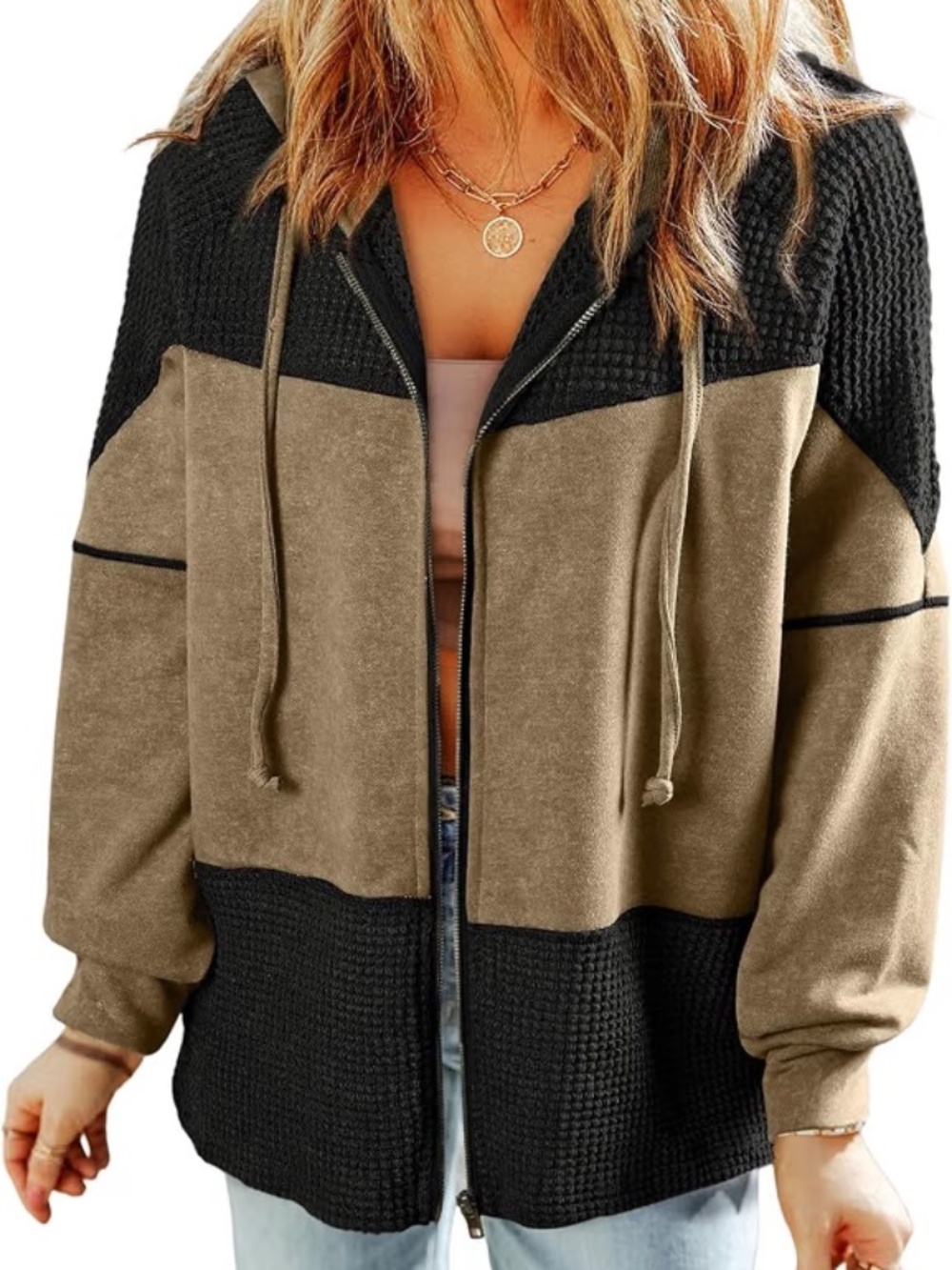 Black Tan Full Zip Jacket 2XL